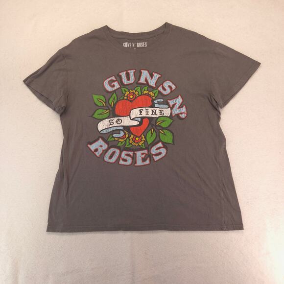 Guns And Roses Band Crew Neck Graphic Shirt Womens Size Extra Large XL Gray - Picture 2 of 9
